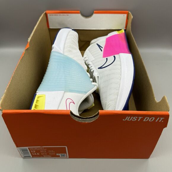 Nike Metcon 9 Men's Size 13 White Fierce Pink Deep Royal Blue Yellow DZ2617-102 - Picture 10 of 11